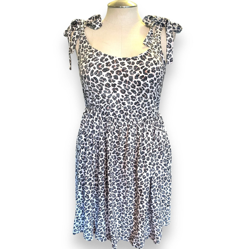 Torrid 5 (5X 28) Leopard Cotton Slub Tie Shoulder Beach Cover Up Mini Dress New